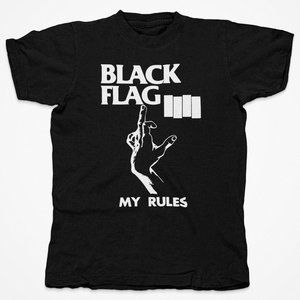 Black Flag My Rules Punk Rock Band TShirt. Black. Multiple Sizes. Fast Shipping!